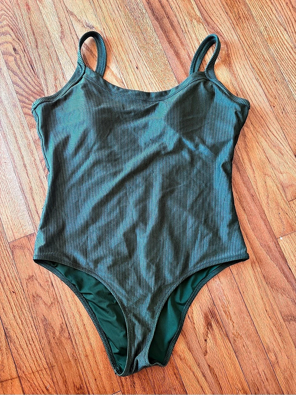 Aerie One-Piece Striped Swimsuit Green XL Like New